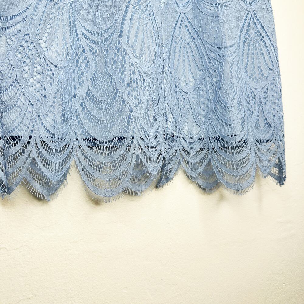 Harlyn Scallop Hem Lace Cocktail Sheath Bodycon Periwinkle Blue Dress Small - Picture 7 of 15